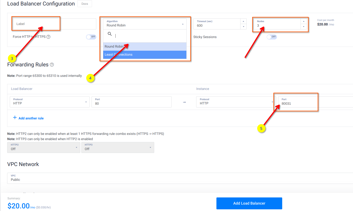 configure vultr Load balancer