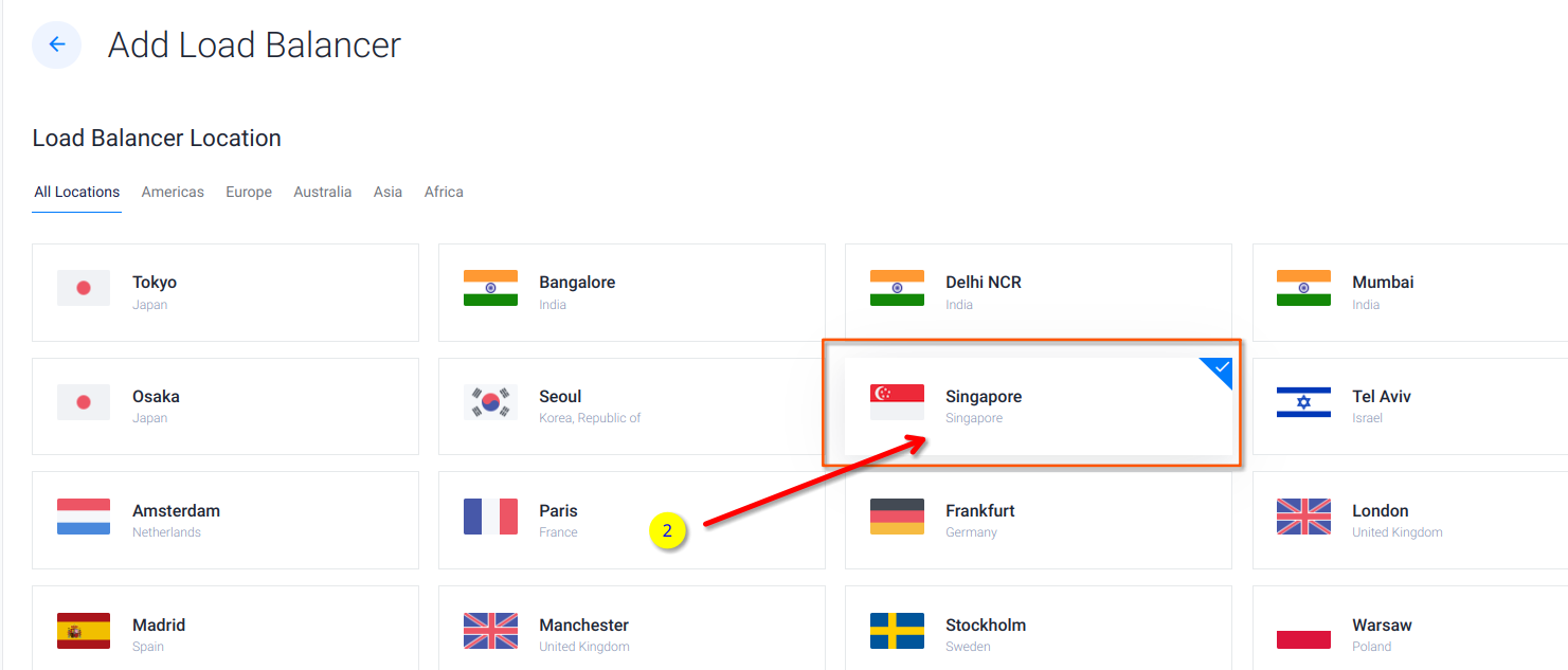 select vultr LB location