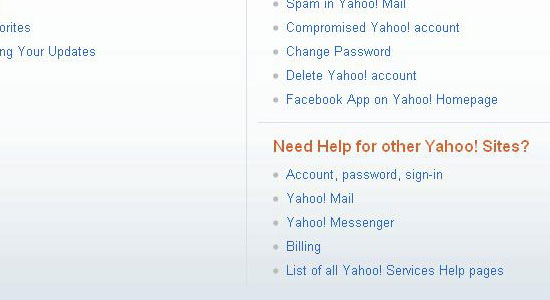 Yahoo links under informative header