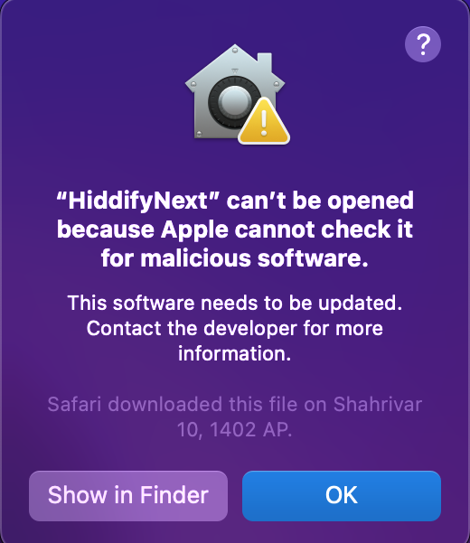 Install hiddify on MacOS step 4