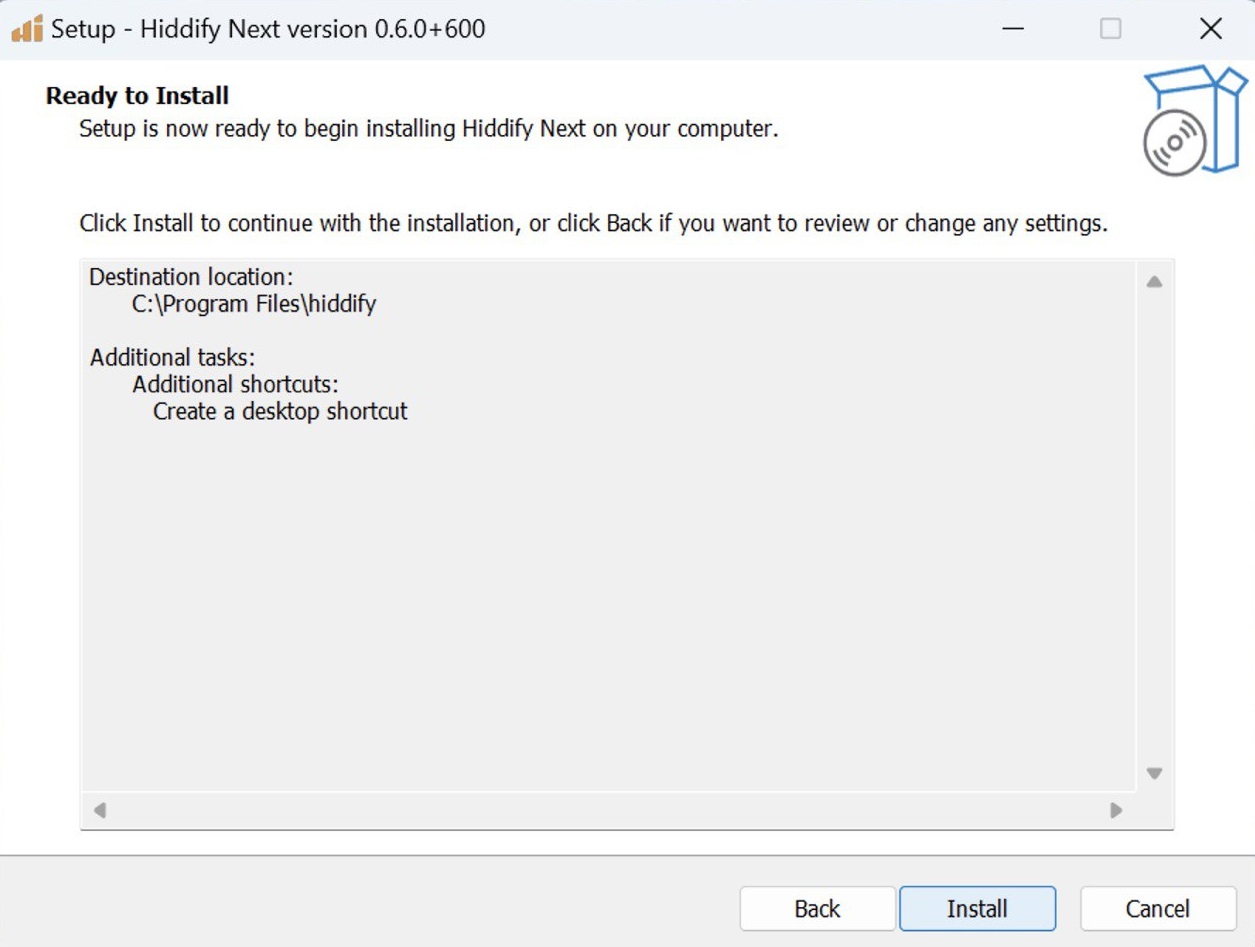 Install hiddify on Windows step 6