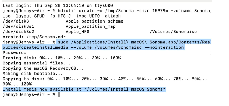 create bootable macos sonoma installer