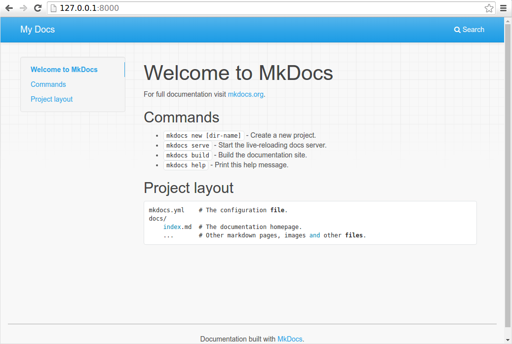 MkDocs preview