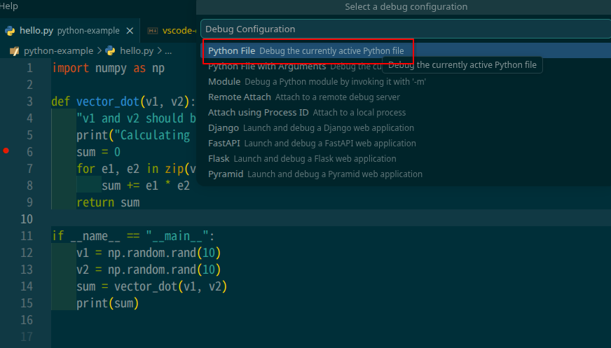 vscode调试和设置 - 选择调试配置模板